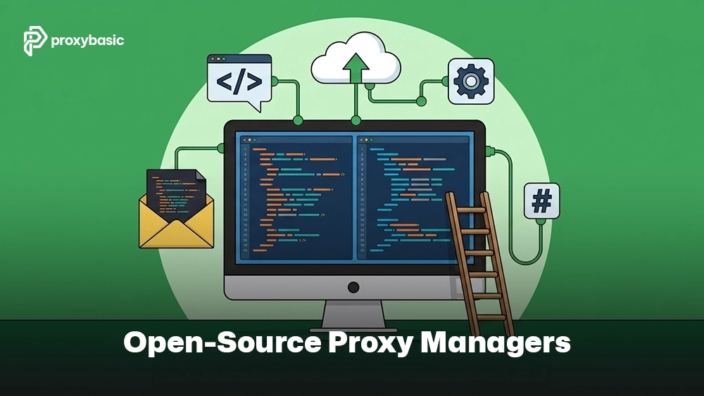 Open-source proxy manager tools for residential proxies on a developer screen